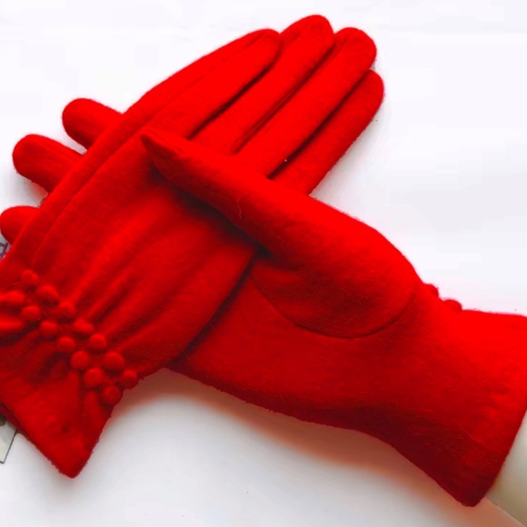 Luxury Cashmere Merino Wool Gloves Classic Red Driving Winter Warm Cozy Gloves - Picture 5 of 5